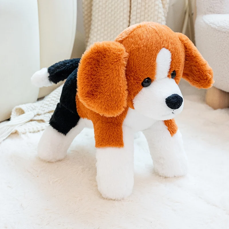 Lindo Peluche de Cachorro Beagle Marrón con Orejas Caídas y Pelaje Suave, Juguete de Peluche Kawaii para Abrazar, Cálido y Acogedor para el Hogar y el Dormitorio