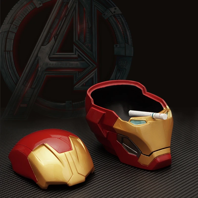 Marvel Iron Man Star Wars helmet Creative large ashtray resin storage box Desktop figurines decoration for boyfriend xmas gift