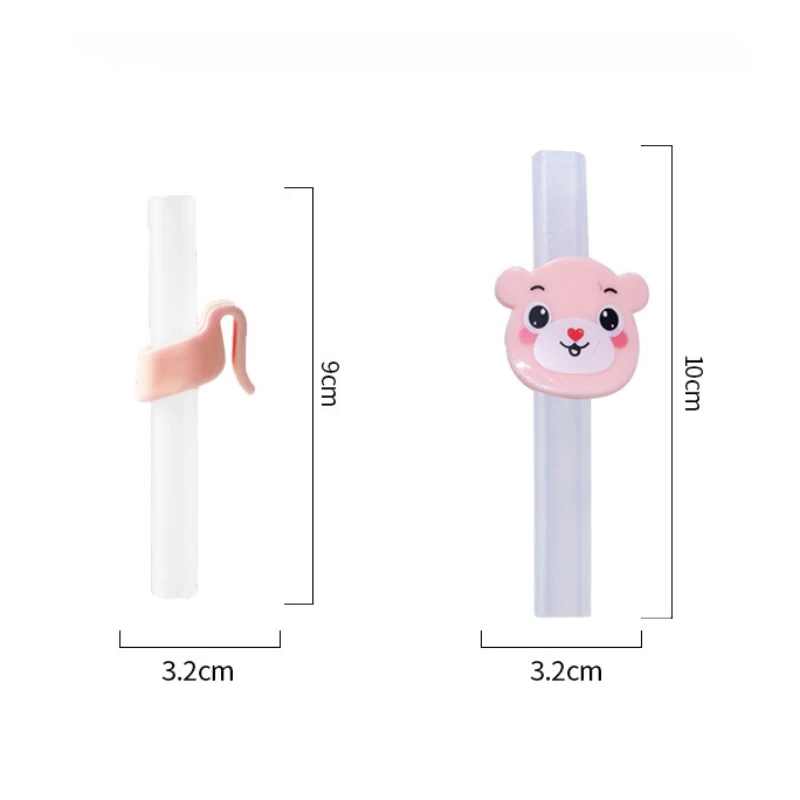 Pailles à boire réutilisables en silicone pour bébé, ours de dessin animé, apprendre à manger, alimentation complémentaire, accessoires de normalisation