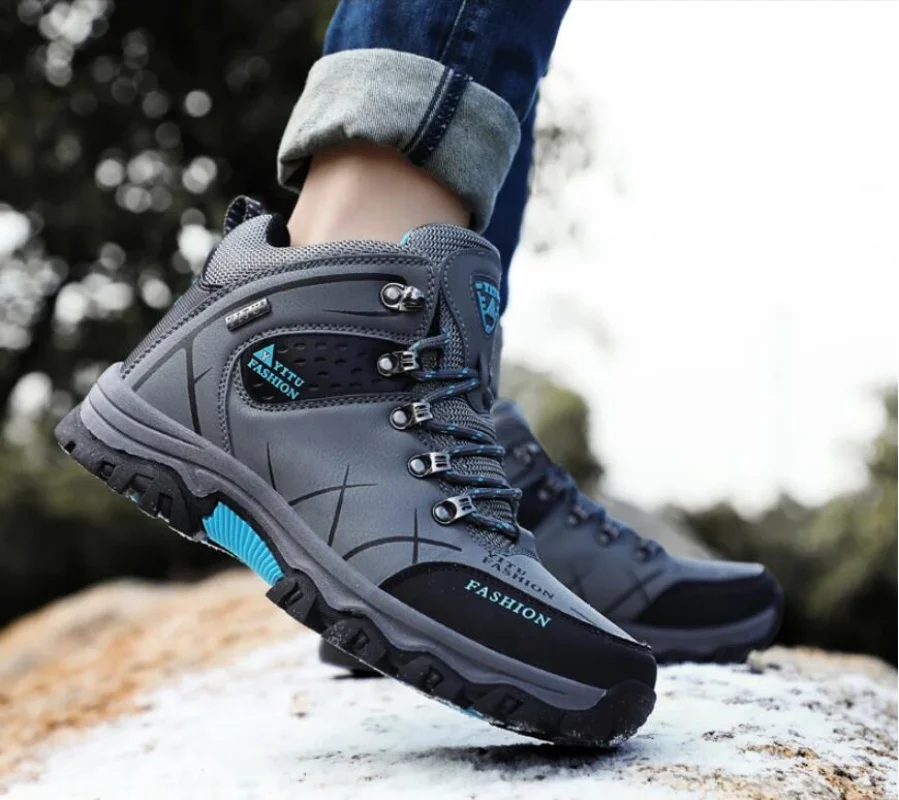 

2025 Men Winter Snow Boots Waterproof Leather Sneakers Super Warm Men's Boots Outdoor Male Hiking Boots Work Shoes Size 39-47