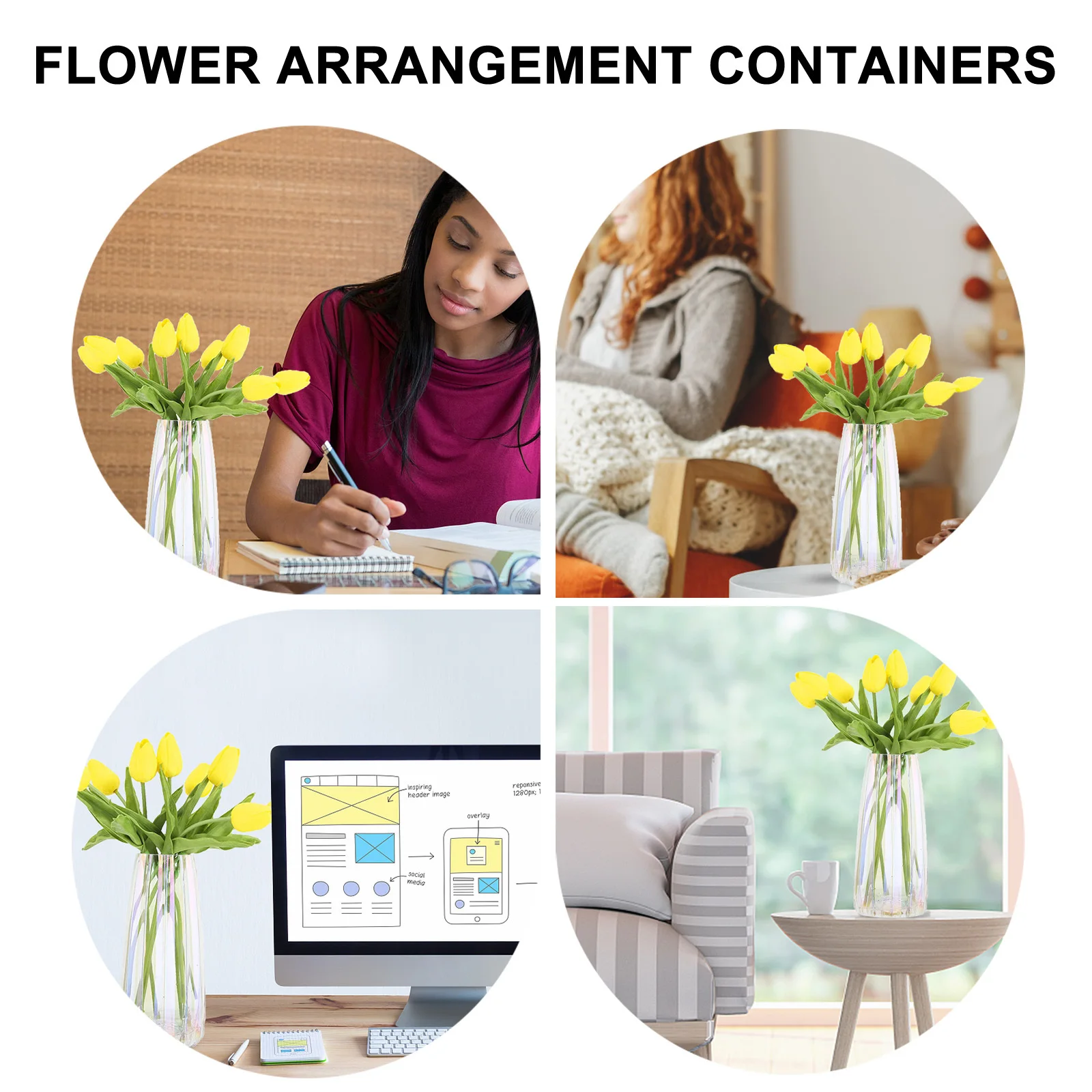 

1Pcs Colorful Glass Vase Clear Vase Ornament Unique Style Smooth Lines Perfect for Home Office Decoration Floral Container