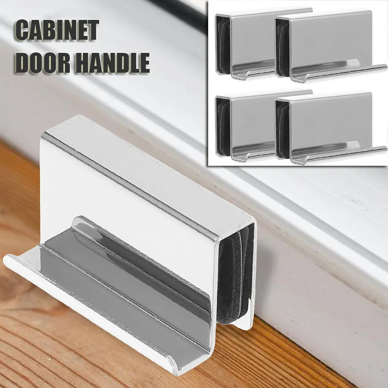 

4 Pcs Glass Door Handle Cabinet Accessory Clip Handles Indoor Pull Cold Rolled Steel Pulls Indoor Pulls Silver Clips Accessory