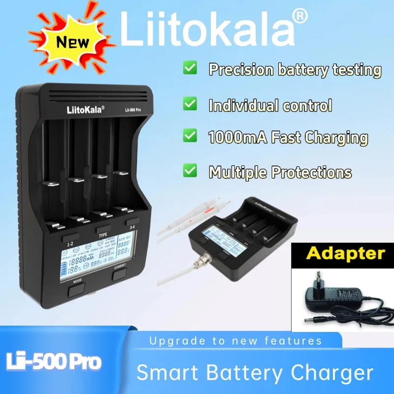 New LiitoKala Lii-500 pro Charger Precision Battery Testing Independent Control 1000mA Fast Charging Multiple Protections