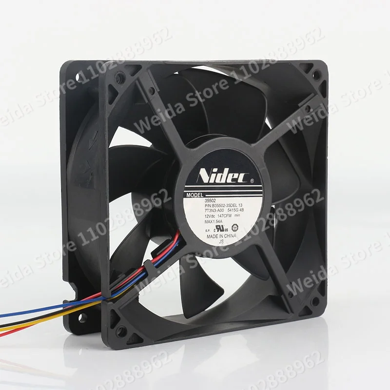 Original Nidec DC 12V 1.54A 12038 High air B35502-35DEL 13 volume chassis 12CM 4-wire cooling fan