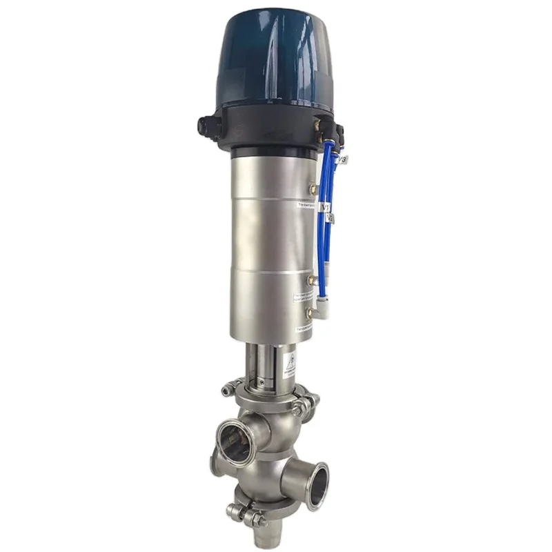 

Stainless Steel SS304 SS316L 4 Way Double Seat Sanitary Intelligent Pneumatic Anti Mix Proof Valve