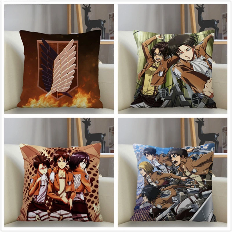 New Custom ATTACK ON TITAN Pillowcase Sofa Decorative Cushion Cover Pillowcase Home Decor Drop Shipping Wholesale