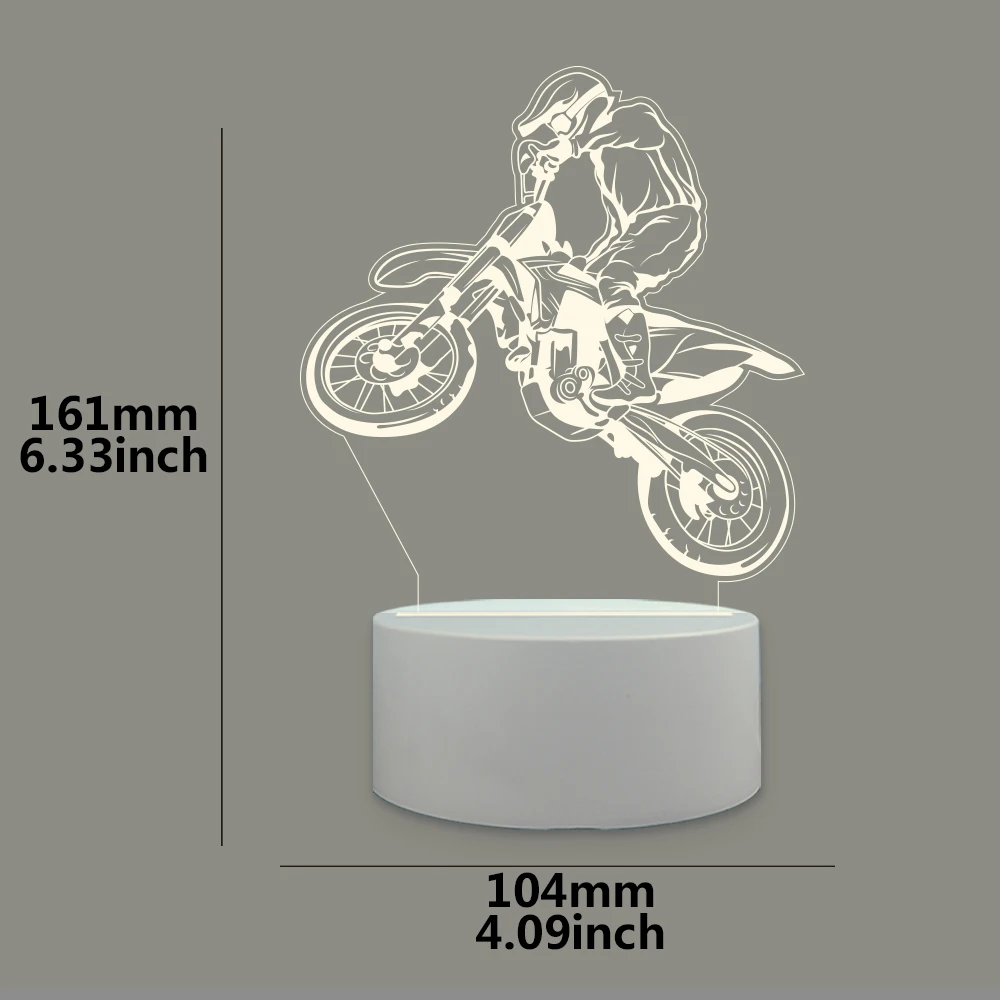 Motorcycle Hot  3D Led Night Lamp Acrylic Lights Gift Creative Table Bedside