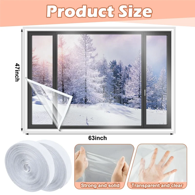 Cuttable Transparent Film With Adhesive Straps Winter Reusable Window Plastic For Winterizing A