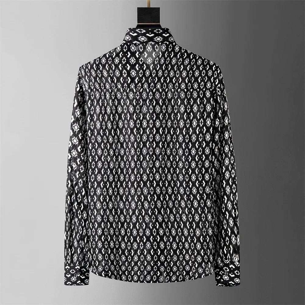 

Luxury Plaid Shirt for Men Long Sleeve Casual Shirts Fashion Loose Business Social Formal Shirts Streetwear Party Men Clothing