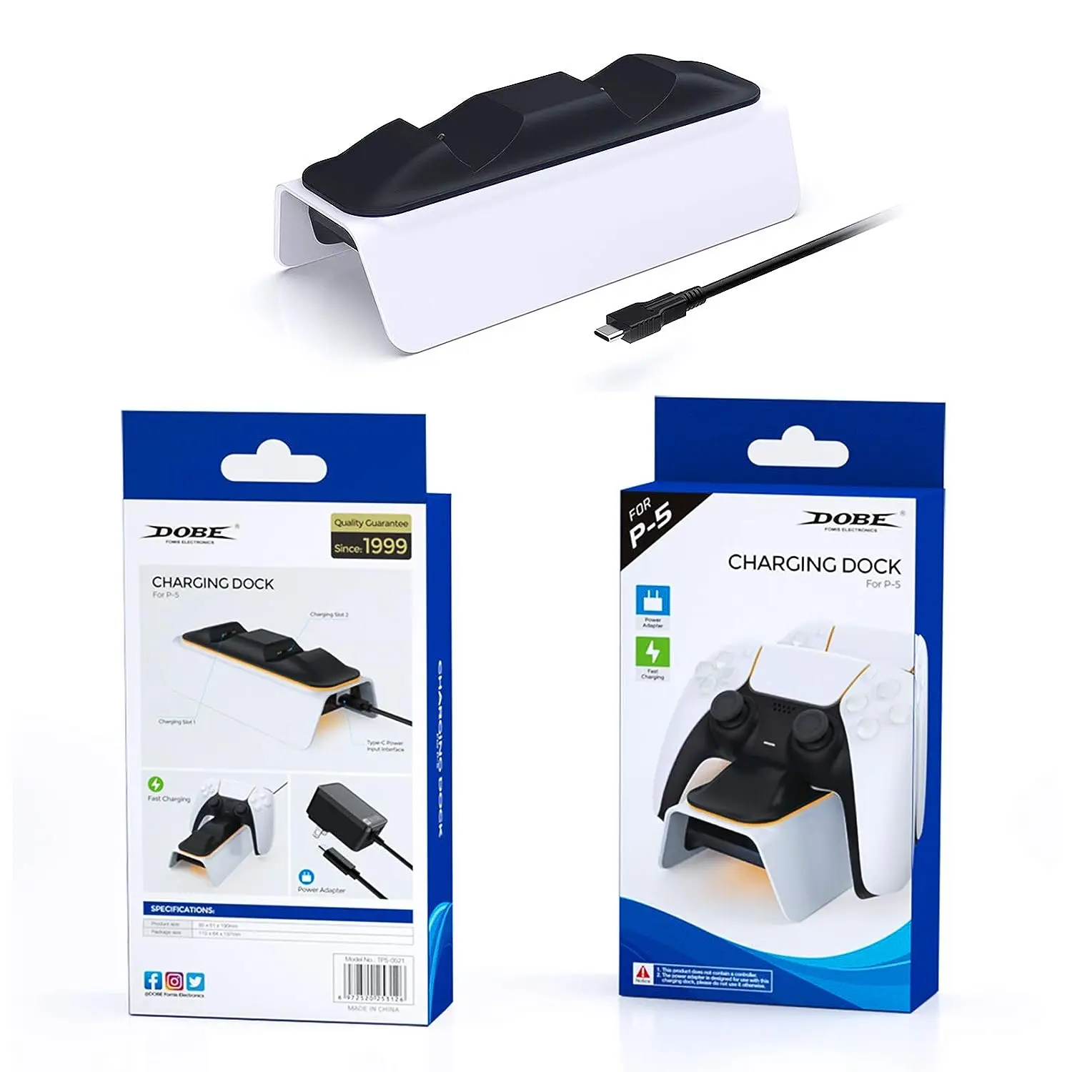 for PS5 Controller Charger Fast Charging AC Adapter Dualsense Anti-Slip Fast Charging Station Dock for Dual PS5 Controller