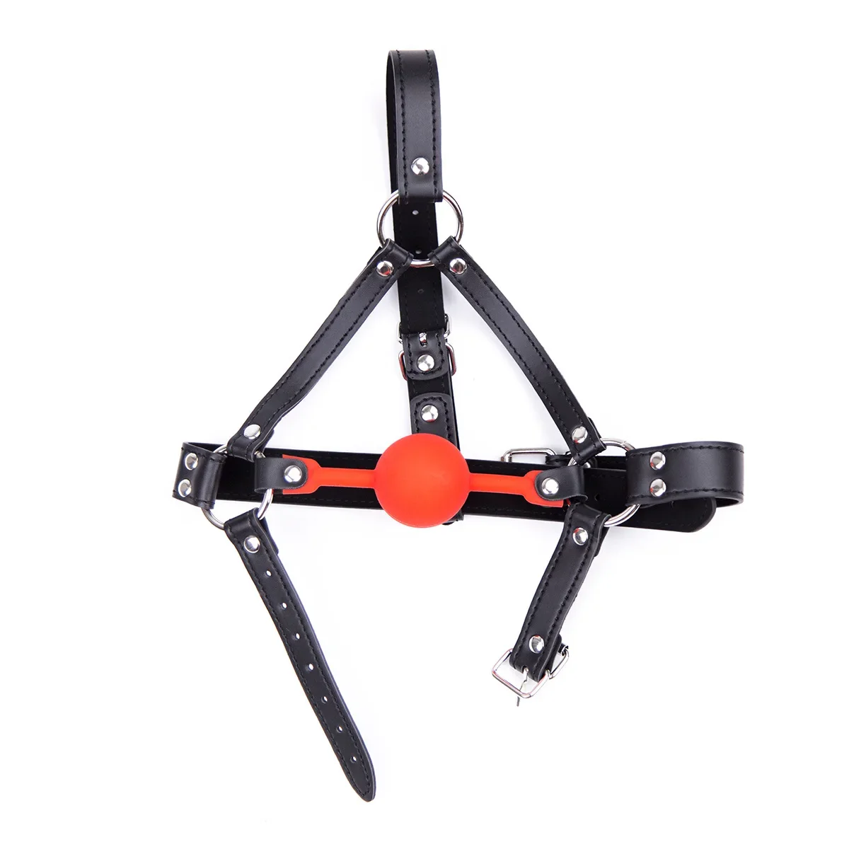 Flirt Toys Sex Slave Leather Mask Adjustable Silicone Open Mouth Ball Gag Sex Toys For Couples Cosplay Bdsm Bondage