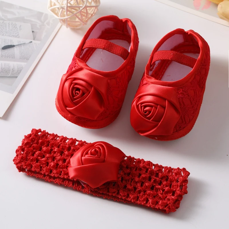 

Baby Girl Shoes +Headband Set Newborn Infant First Walkers Soft Sole Bowknot Princess Cute Shoe Toddler Walking 0-18M