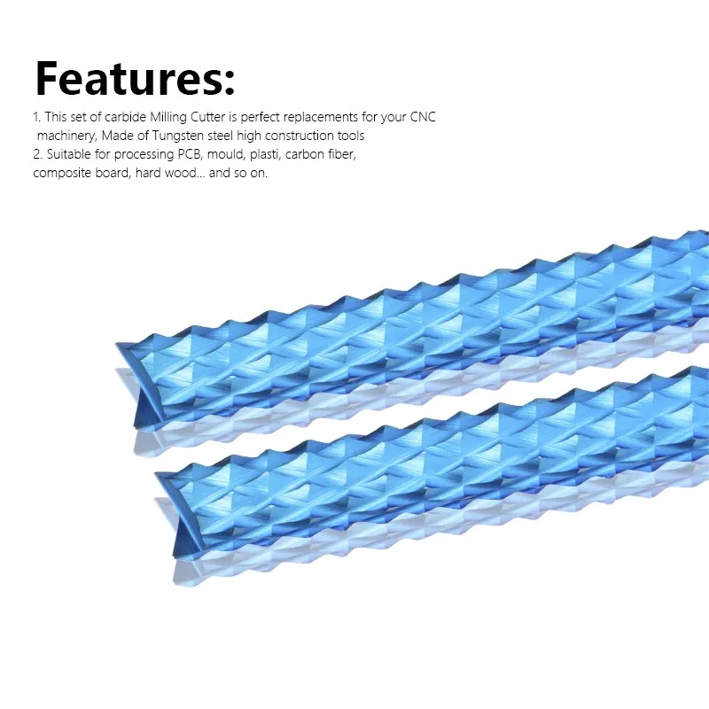 XCAN-Molino de extremo de carburo de maíz, vástago de 3.175-12mm, cortador de fresado de PCB Nano recubierto de azul, herramientas de fresado de