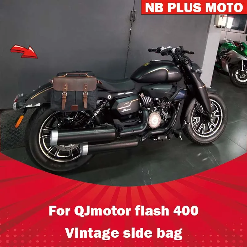 

【Premium】For QJMOTOR Flash 400 side bag, rear seat riding bag, retro modified accessories, saddlebag, canvas cowhide hanging bag
