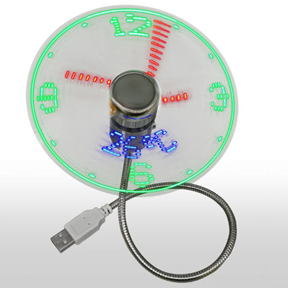 휴대용 시계 선풍기 RGB LED 야간 조명, USB 핸드 선풍기, 실시간 온도 표시, PC 노트북 데스크탑 쿨러용 금속 미니 선풍기, 5V 썸네일 3