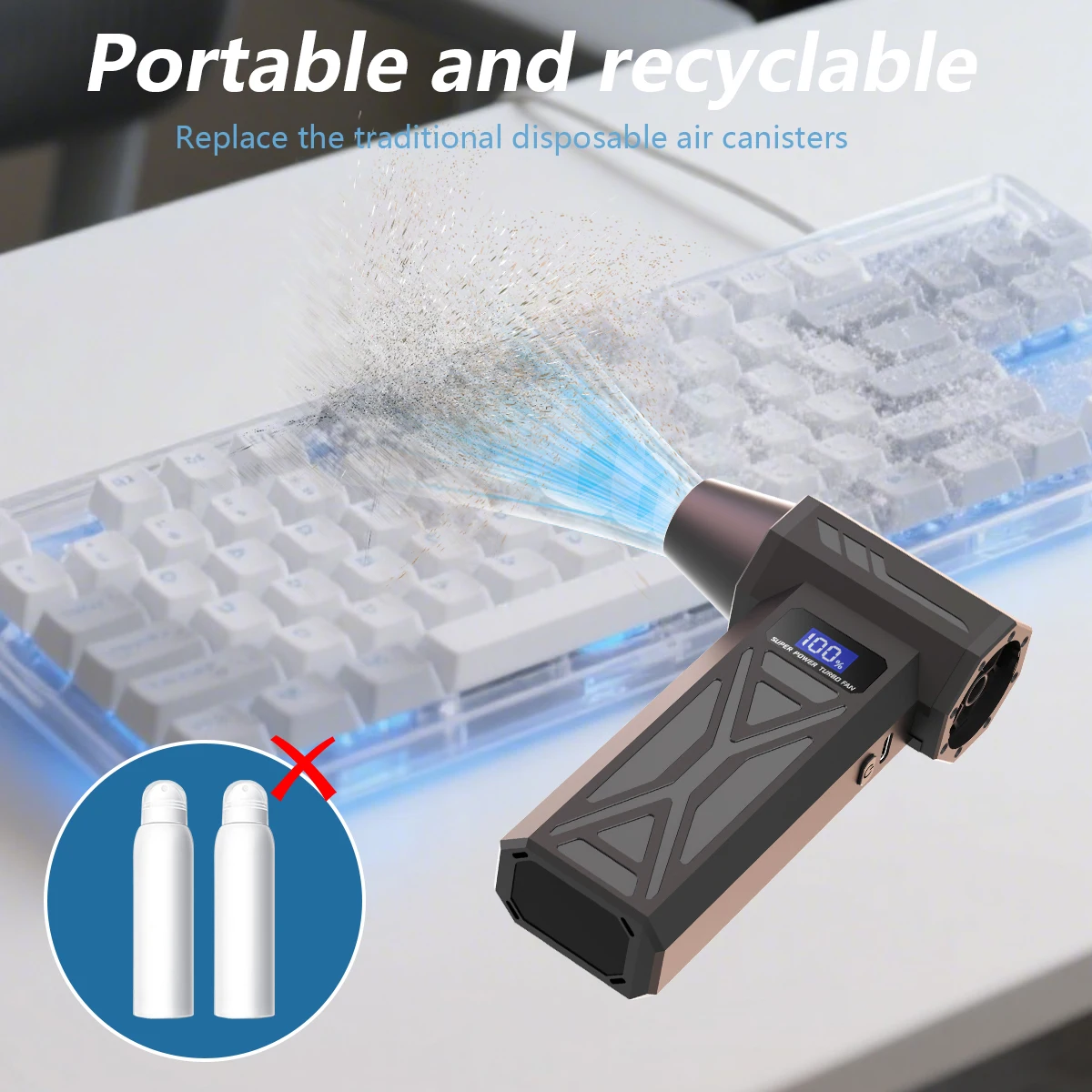 مروحة نفاثة صغيرة بدون فرش 110000 دورة في الدقيقة، أداة طاقة محمولة للمنزل، في الهواء الطلق، مجفف شعر ومسدس غبار