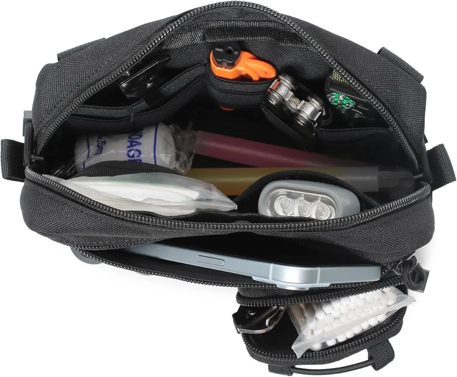 Tactical Molle Horizontal Admin Pouch with Front Drawstring Pocket EMT Pouch EDC Utility Orgaznier Bag