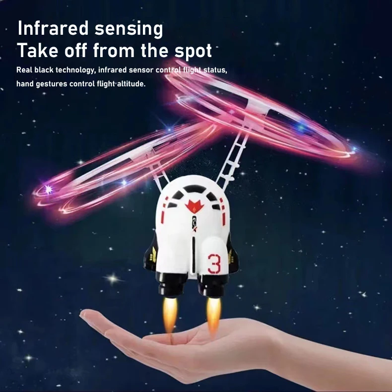 Flying Robot Toys Children Robot Toys with Light Cute USB Charging Astronaut with LED Light for Boys Girls Teenagers Christmas