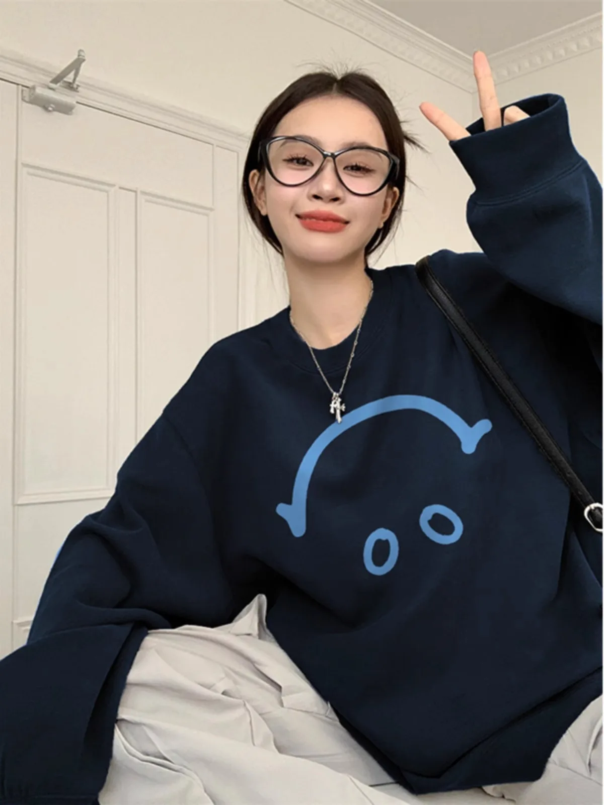 سويت شيرت تيري بدون قبعة للسيدات بأكمام طويلة للربيع والصيف واقٍ من الشمس مقاس كبير ملابس مريحة فرنسية أنيقة للجنسين ومطاطة