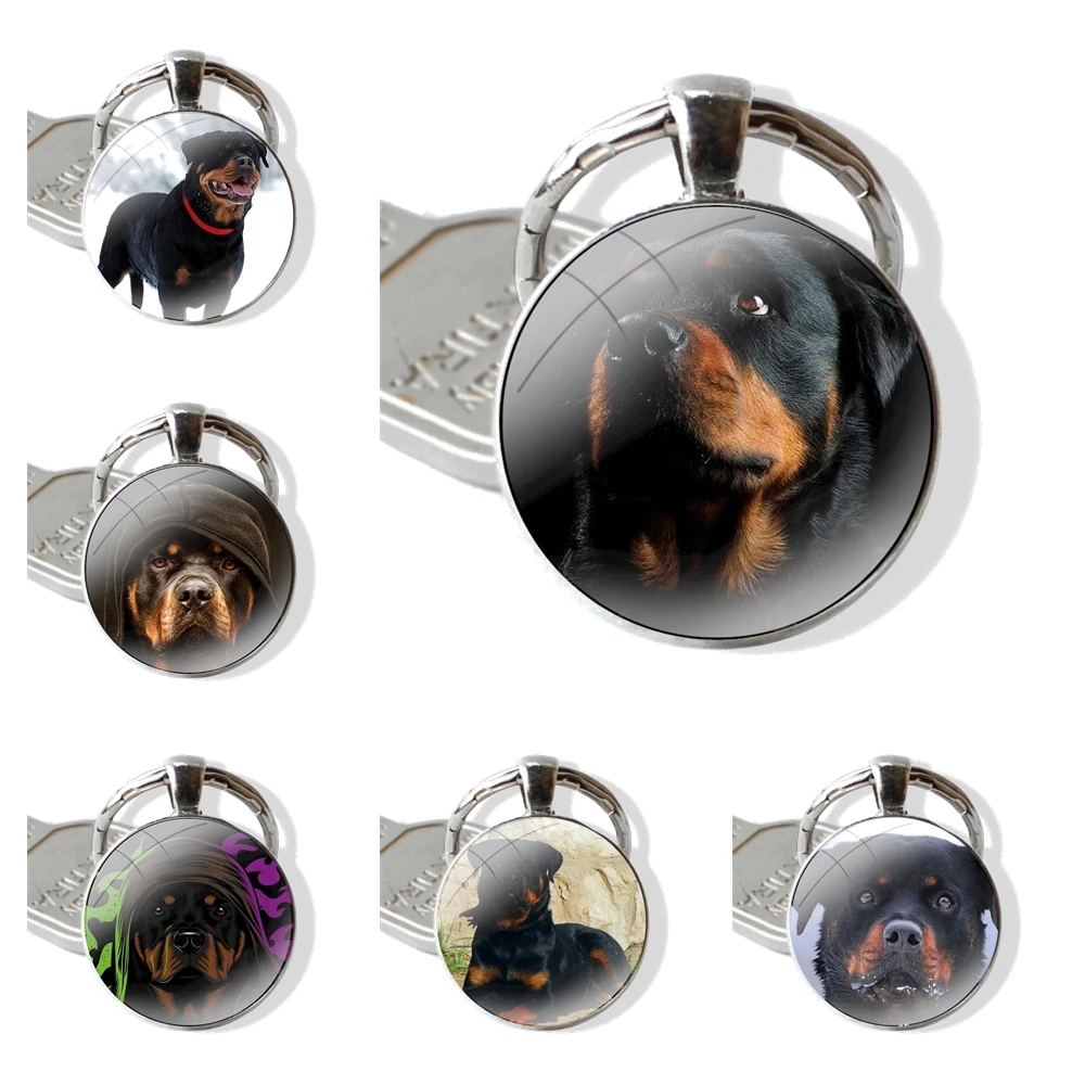 glass cabochon keychain Car key chain Charms keychains Gifts Rottweiler Dog Accessories Phone Cases Covers