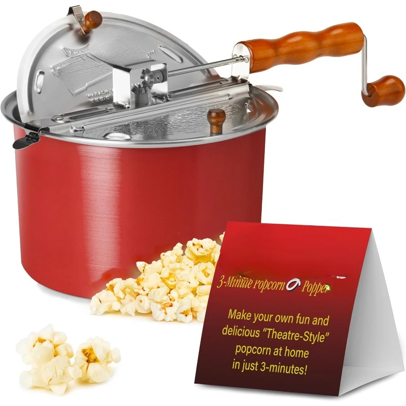 Original Whirley Pop Popcorn Maker - 6 Quart Popcorn Popper, Aluminum Popcorn Maker With Metal Gears