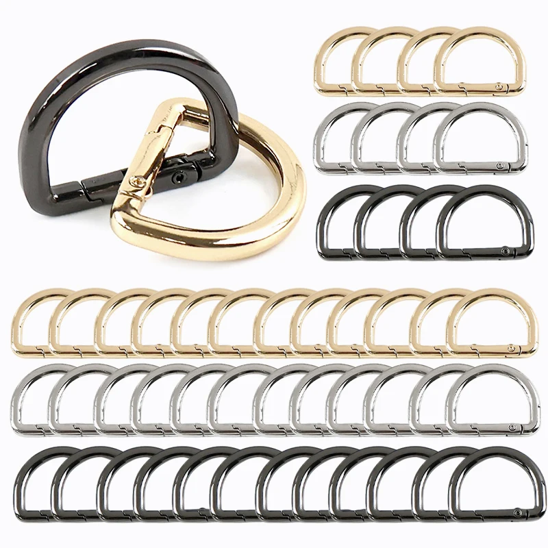 

10/20/50Pcs 16-28mm Metal D Ring Spring Buckle Openable Carabiner Keychain Hook Bag Chain Connector Rings DIY Hardware Accessory