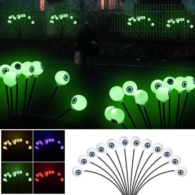 

12 led Scary Eyeballs Swaying Firefly Lights Scary Eyeballs Solar Garden Lights 3D Outdoor Halloween Decor Lights Landscape Path