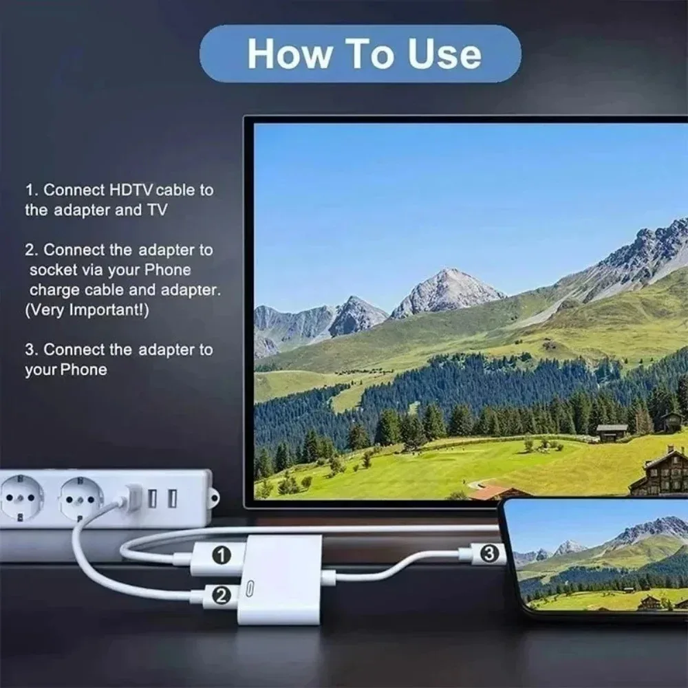 1080P HD HDMI-Compatible Projection Cable Adapter Audio Sync Screen Connector For Lightning To HDMI-Compatible Converter Adapter view 6