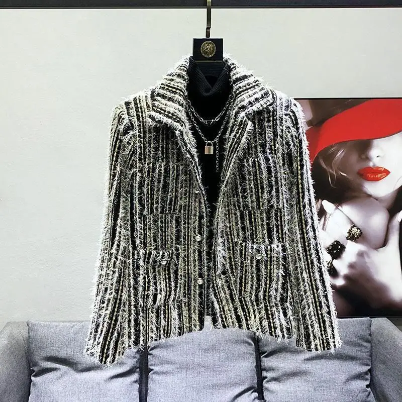 

Men's Trendy Tassel and Fringed Design Jacket with A Lapel Collar, Men Spring Autumn Top