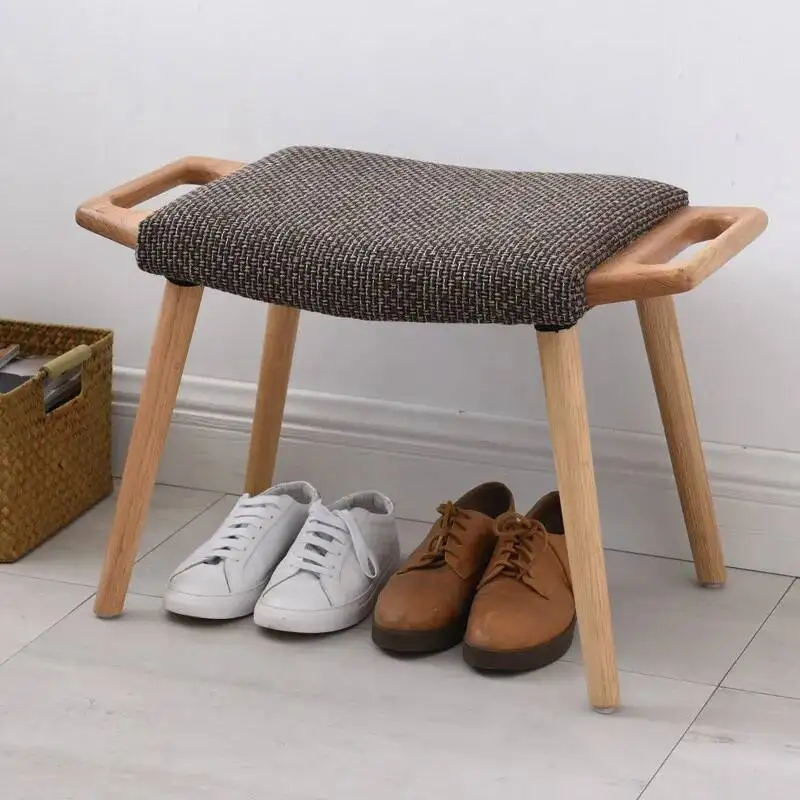 Relaxing Lazy Foot Stool Modern Minimalist Entryway Designer Makeup Pouf Wood Foot Stool Shoe Children Muebles Home Furniture