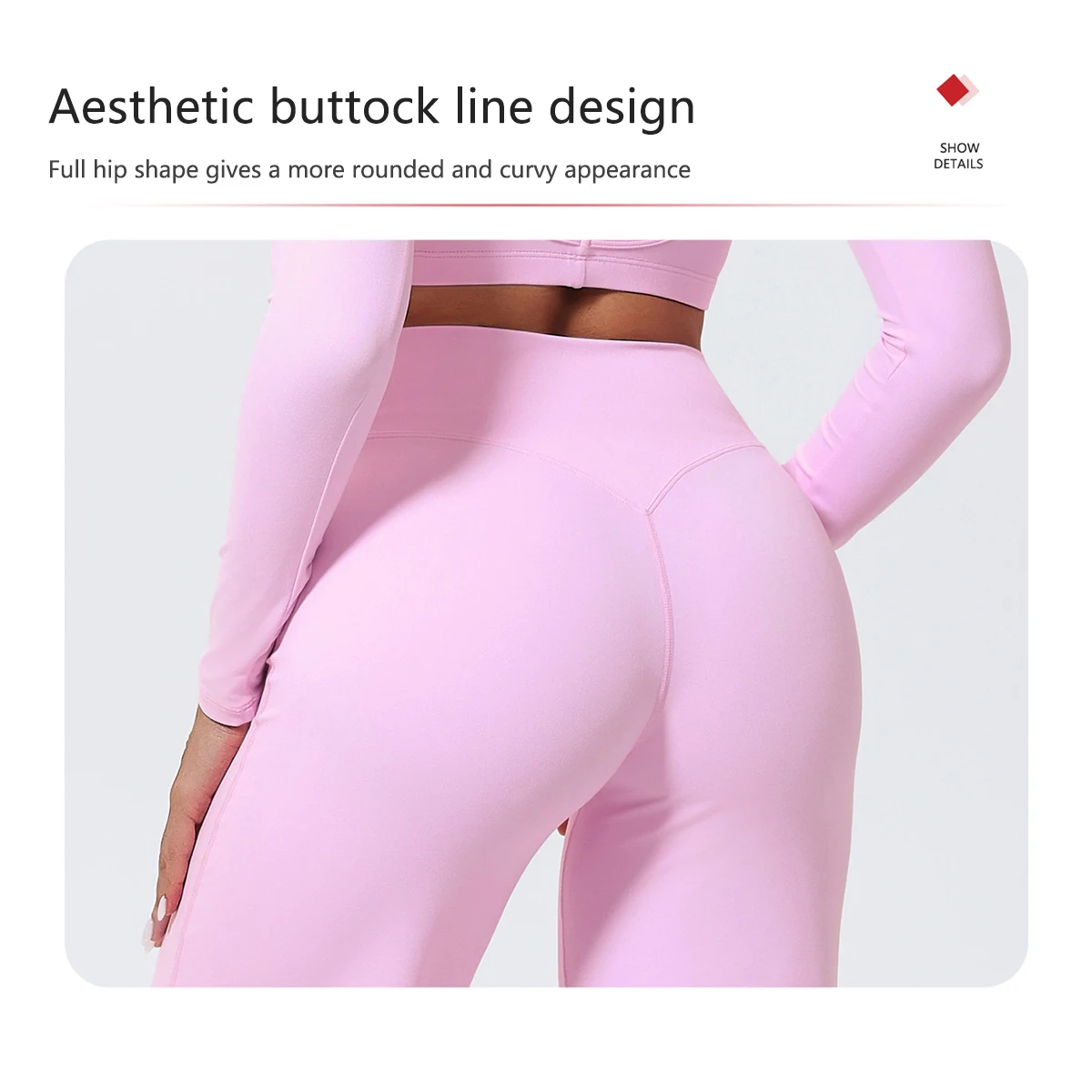 Hearuisavy Damen-Sporthose mit geradem Bein, Fitnessstudio-Bekleidung, nacktes Gefühl, Kompression, weites Bein, Yoga-Leggings, Pilates, Fitness-Strumpfhose – Detail 6