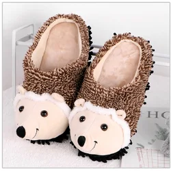 New Washable Hedgehog Slippers Floor Shoes Women Dust Dirt Hair Mop Slippers Office Home Mules Shoes Woman Winter Room Slippers