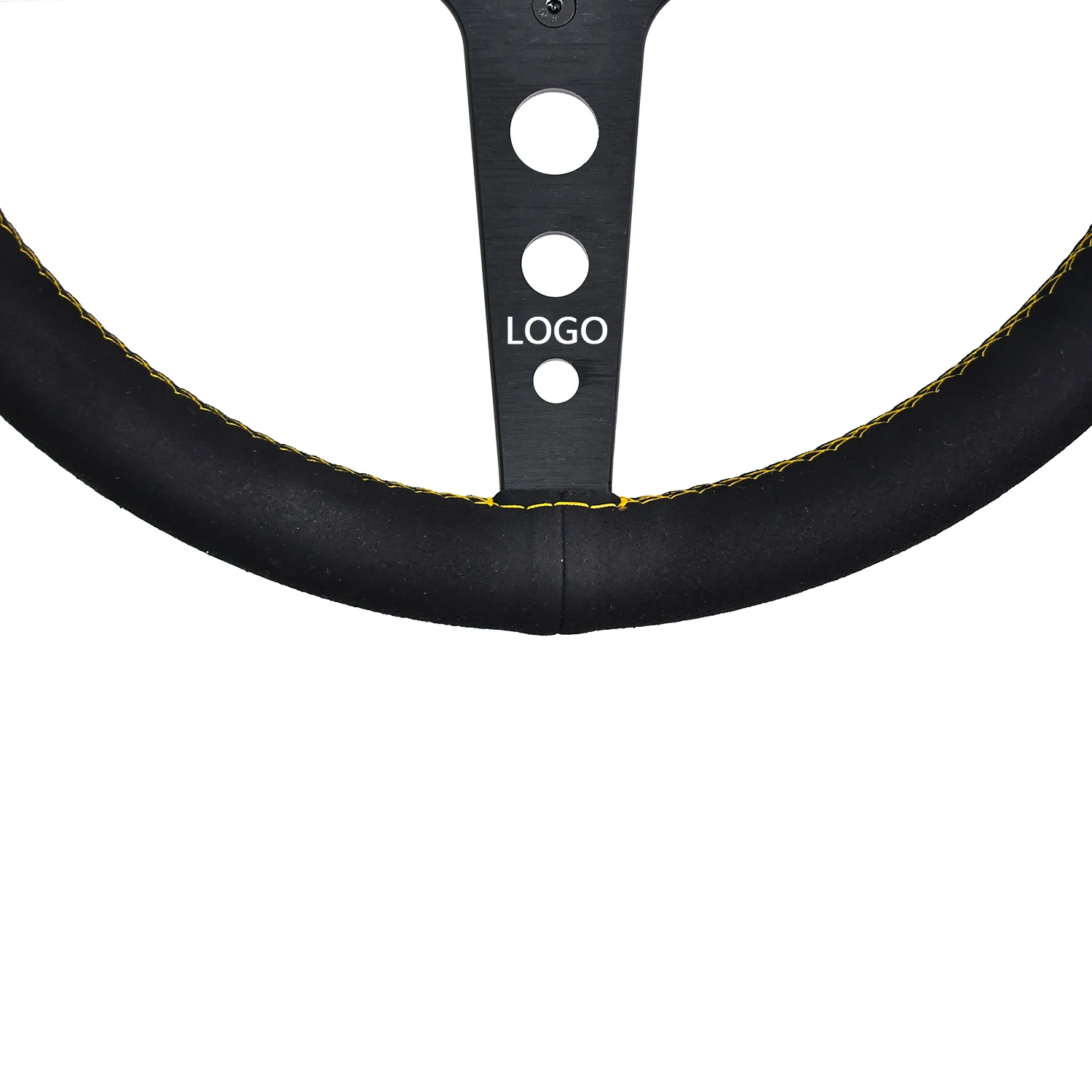 Volante esportivo universal de 345mm, acessórios de couro de camurça para carro, peças automotivas esportivas, jogo de corrida, volante de simulação