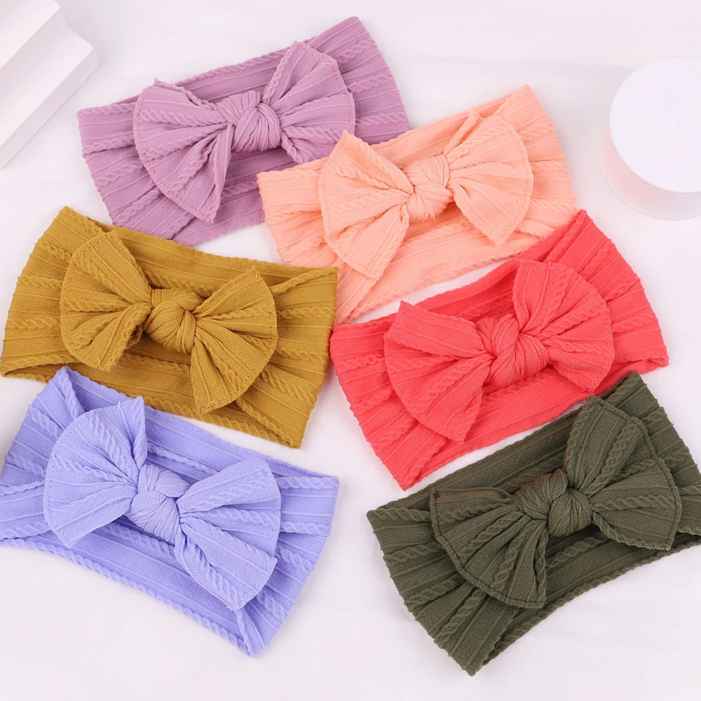 

20Colors 1pc Wide Nylon Cables Turban Baby Headbands for Girls Ribbed Newborn Elastic Soft Hair Bands Kids Bows Hair Accessories