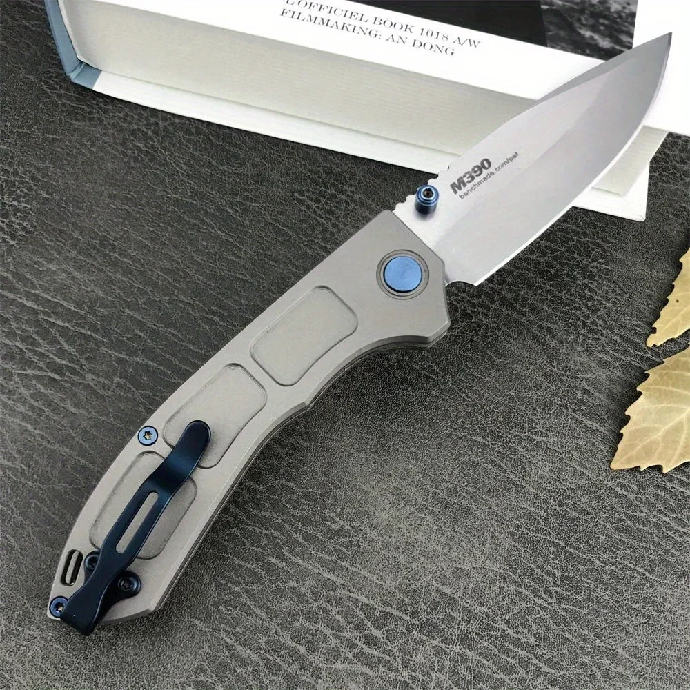 BM 748 Folding Knife D2 Drop Point Blade Gray Aluminum Handle Outdoor Tactical Hiking Hunting Portable Knife With Pocket Clip