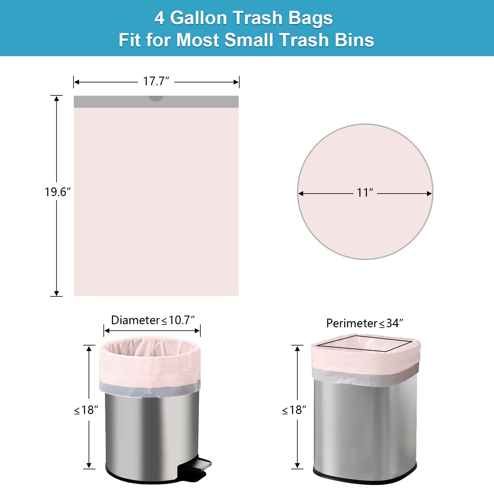 4 Gallon Drawstring Trash Bags 45x50 cm Unscented Garbage Bags Trash Can Liners for Office Bedroom Bathroom Thickened 1Roll