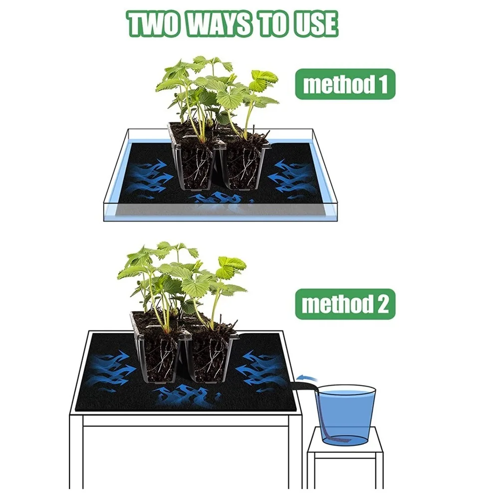 

Breathable Watering Capillary Mat Reusable Eco-Friendly Basket Liner Mat Water Retention Black Automatic Plant Watering Mat