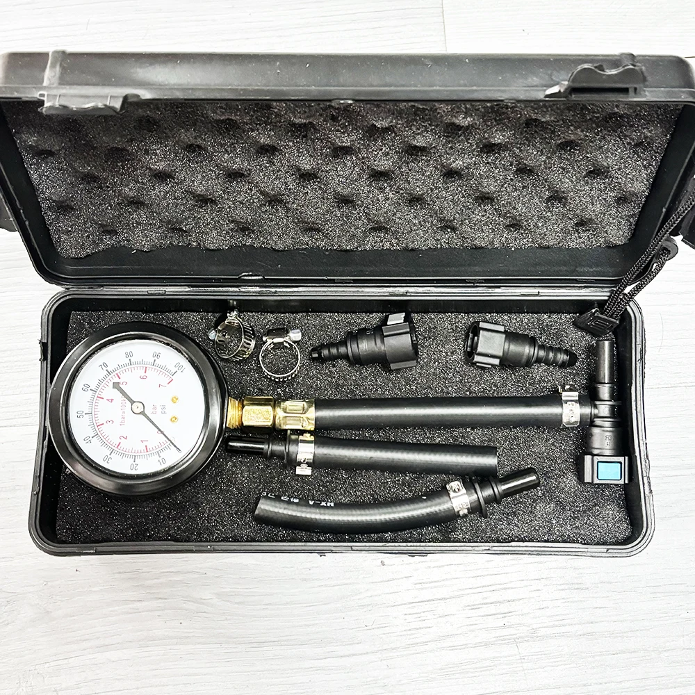 1 Set Fuel Pressure Test Kit - Fuel Pressure Gauge 0-100PSI Fuel Injection Pump Pressure Tester Gauge Kit For Car Motorcycle