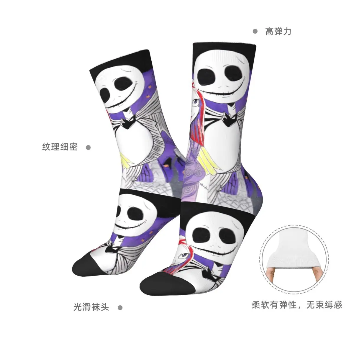 Femmes Jack et Sally chaussettes le cauchemar avant noël Jack Skellington Halloween citrouille roi Hip Hop Streetwear équipage chaussettes