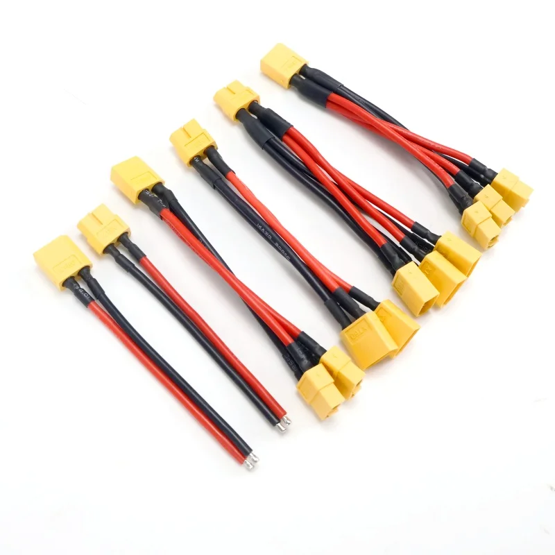 XT60 Parallel Battery Connector Male/Female Cable Dual Extension Y Splitter 3-Way 14AWG Silicone Wire for RC Drone Battery Motor