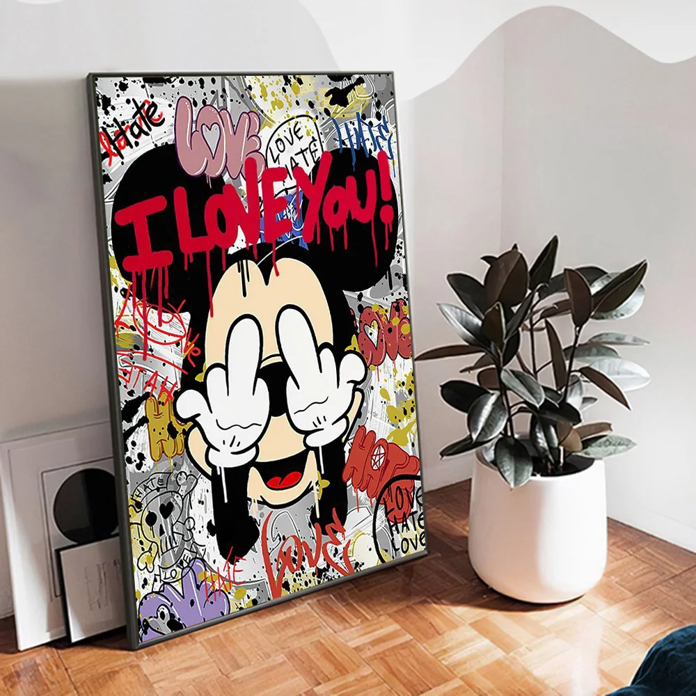 Disney Luxury Art Mickey Mouse And Donald Duck Fashion Graffiti Wall Art Poster Painting On Canvas Prints Banksy Decor Pictures