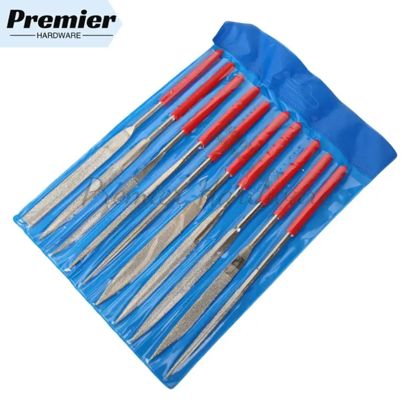 

180 × 5 мм, 10 шт., набор алмазных мини-игольных напильников, ручные инструменты для керамики, стекла, драгоценных камней, хобби и поделок