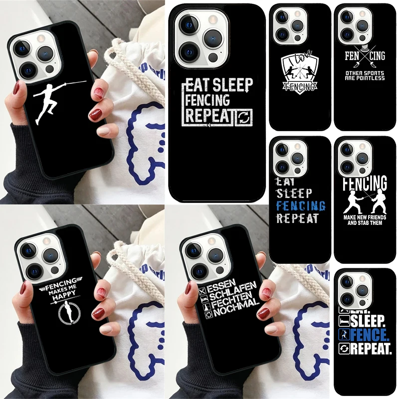 Eat Sleep Fencing heartbeat Cover For iPhone 16 13 14 15 Pro Max 12 Mini 11 15 Pro Max 6 7 8 Plus Max SE 2020 Phone Case