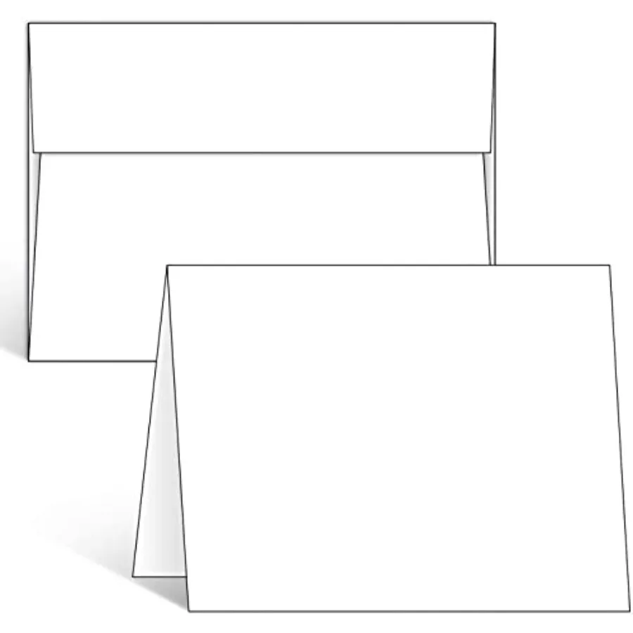 

Белые карточки и конверты, 200 штук в упаковке - плотные складные карточки 5x7 дюймов и конверты A7 для создания открыток своими руками, свадебных и поздравительных открыток