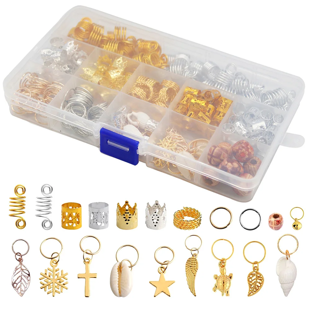 

238pcs Dreadlocks Rings Hair Braids Beads Metal Cuffs For Braiding Diy Punk Hairstyle Jewelry Accessories Tool Extension Ring