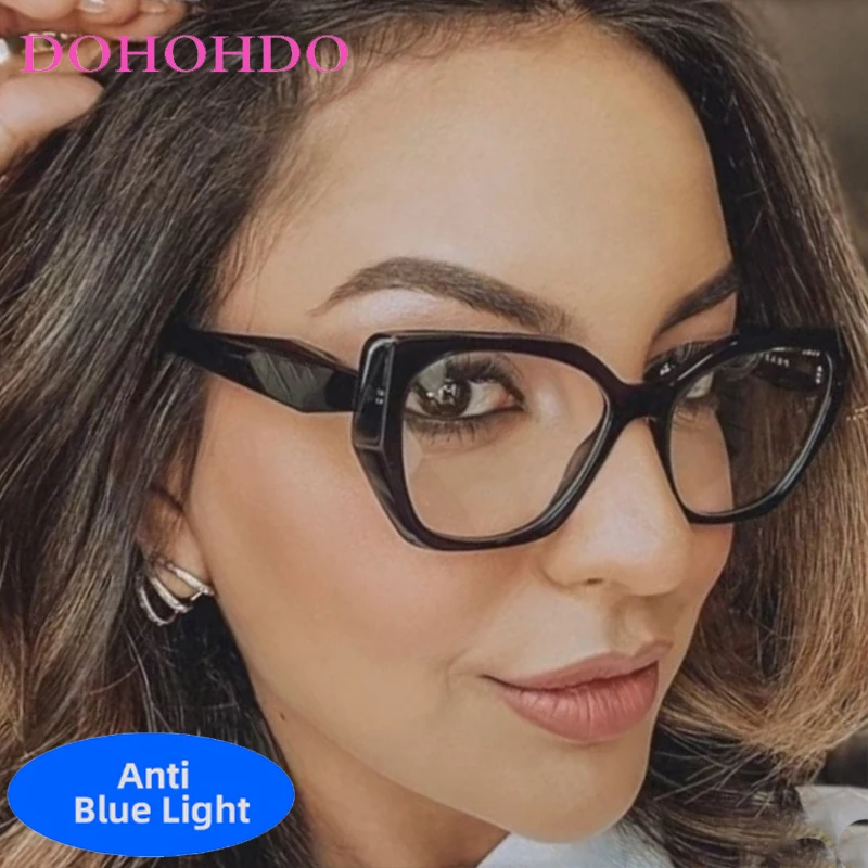 

Classic Luxury Big Frame Cat Eye Irregular Glasses Women Men Trendy Brand Designer Computer Anti-Blue Light Ladies Eyeglasses
