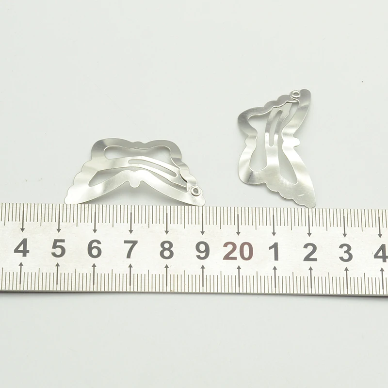 50PCS 3cm 4cm 5cm Silver Filigree Butterfly Hair Clip Metal Snap Hairpin For Kids Side Hairgrip Barrettes Nickle free Lead free image 6