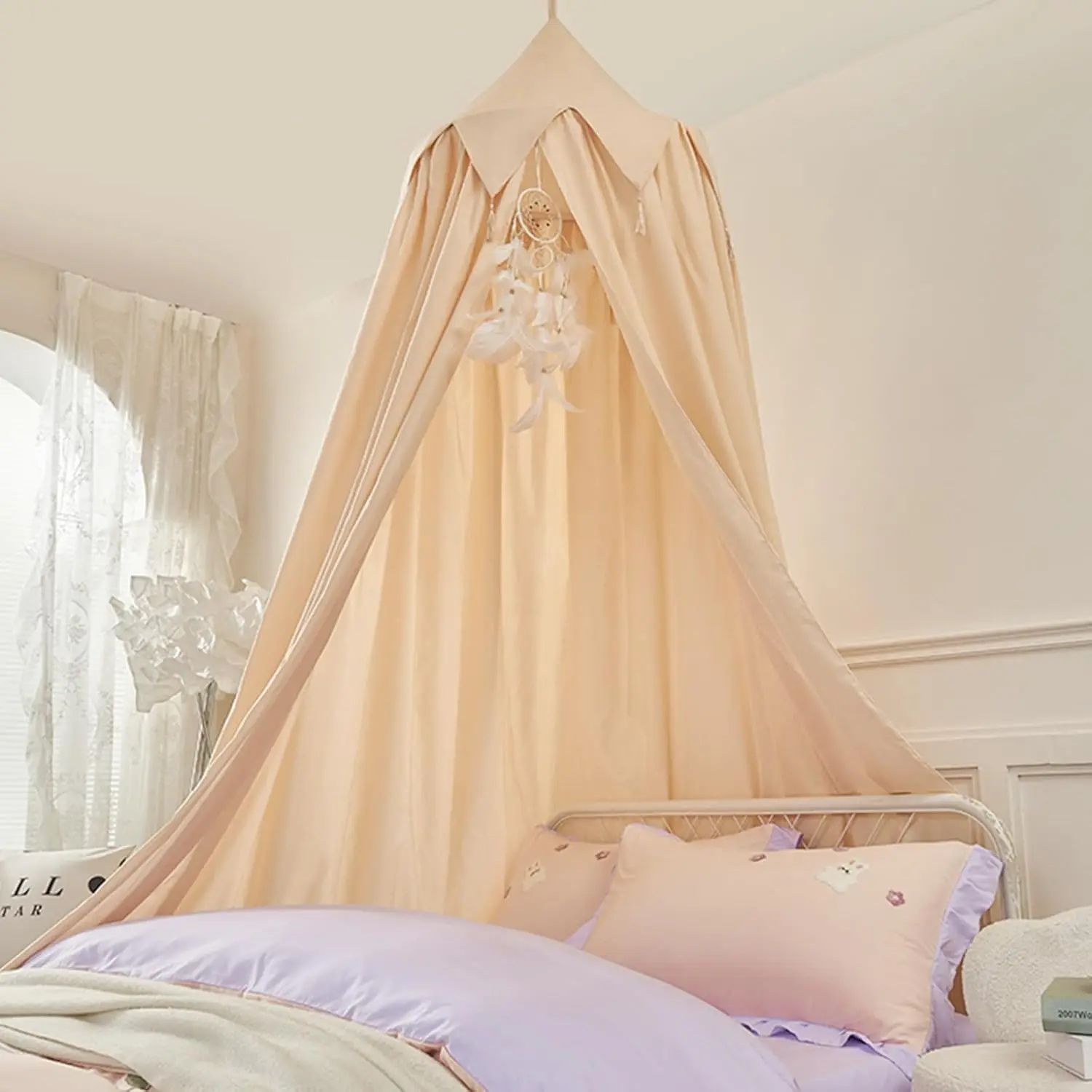 Dome Mosquito Net Canopy for Kids,Girls Bed Curtain Bed Room Decor Bedding Hanging House Castle Reading Nook Dreamy Canopy