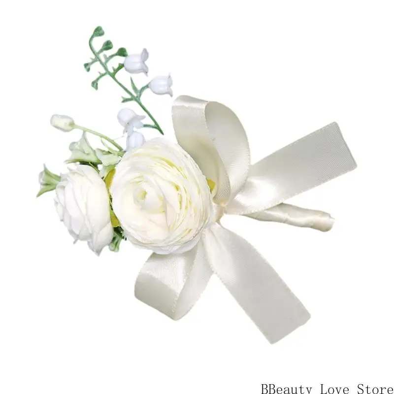 

Artificial Rose Flower Wedding Accessories Wrist Flower Boutonniere European French Styles Artificial Flower for Event
