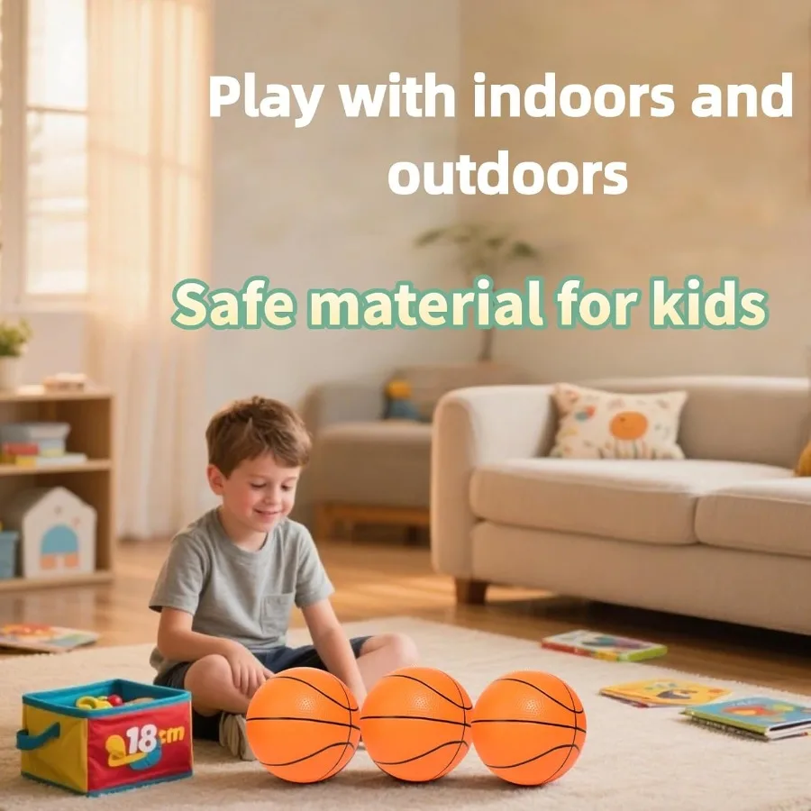 Bola Basket Mini 3 Buah Ukuran 7 Inci Set Bola Basket Kecil Ukuran 3 dengan Jarum Pompa Sempurna untuk Ring Basket Mini Permainan Luar Ruangan dan Dalam Ruangan Luar Biasa